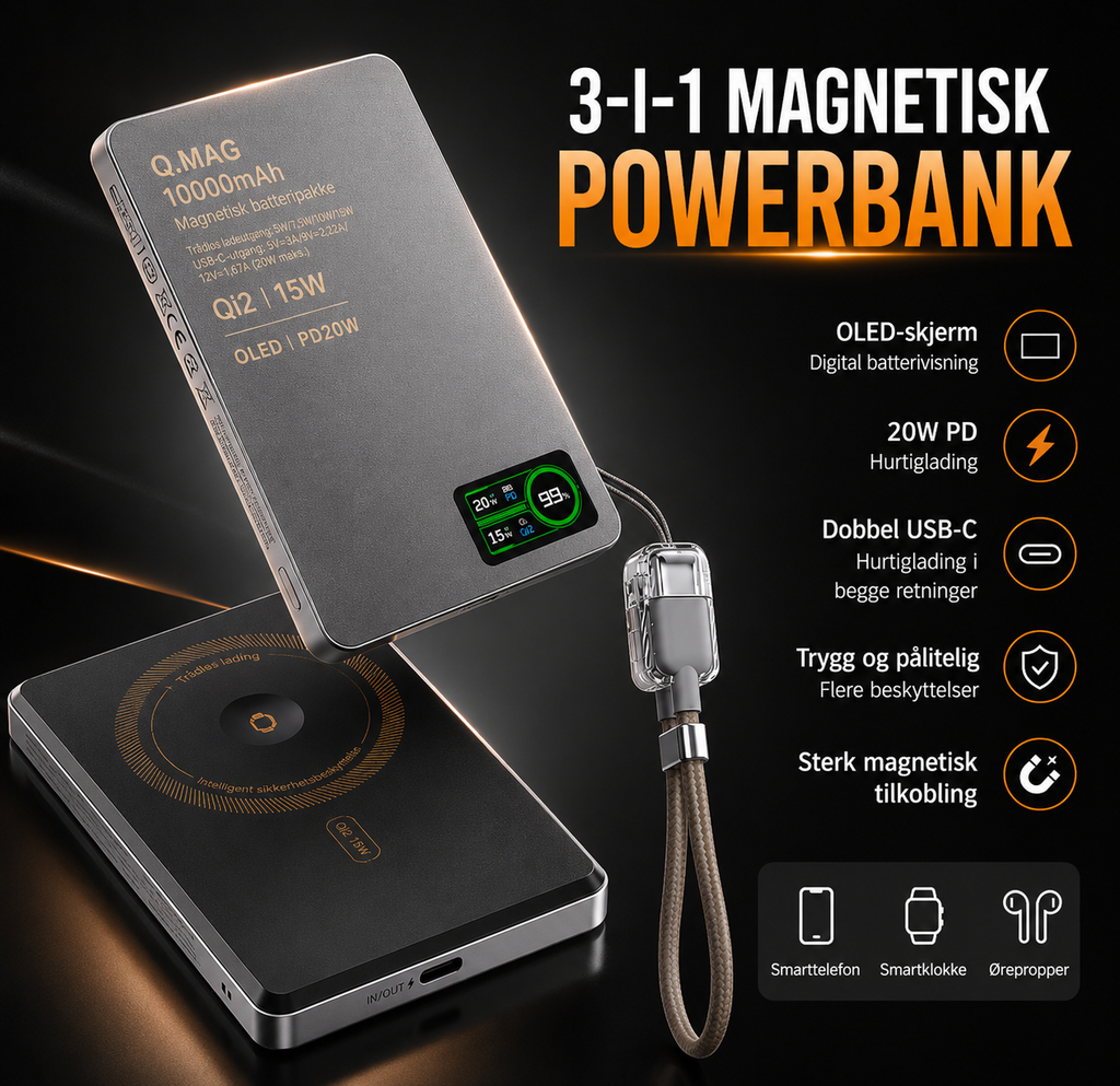 CrownQu E16 magnetisk powerbank med 5000 eller 10000 mAh