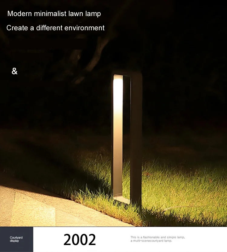 Moderne LED-hagelykt IP65 – rektangulær utendørs pullertlampe