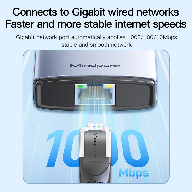 OEM 10-porters USB 3.0-hub, Type-C multiport-adapter, 10-i-1 dokkingstasjon med PD, HDMI og Ethernet for utvidelse på kontoret