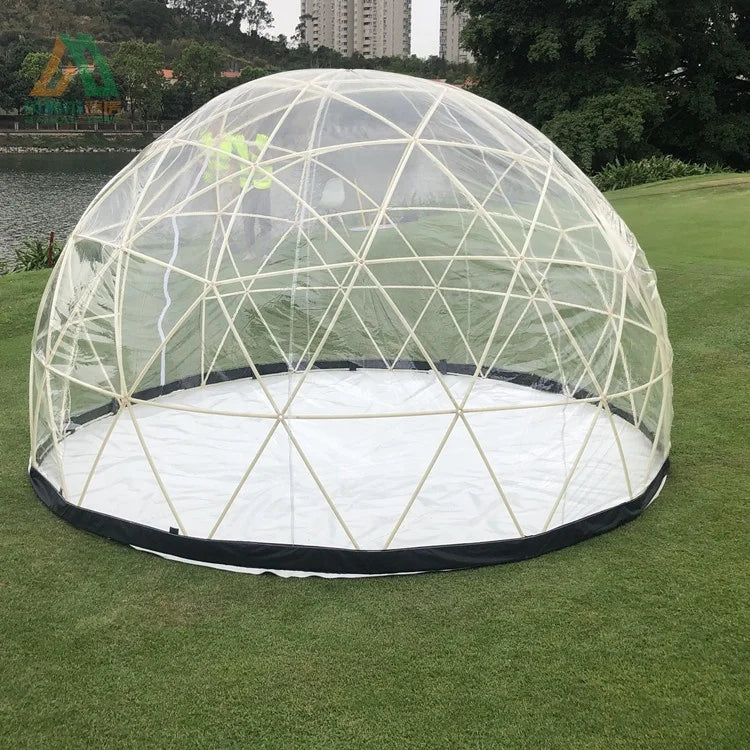 Geodetisk kuppeltelt for glamping – transparent 3,6 m