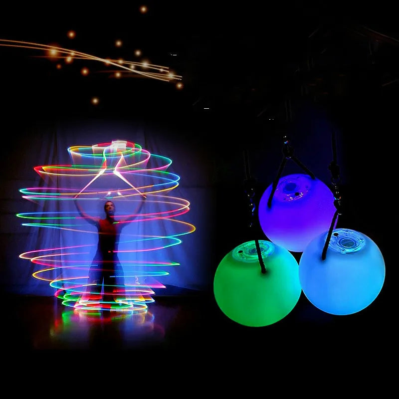 Ruoru 2 stykker = 1 par magedansballer RGB glød LED POI kastede baller til magedans håndrekvisitter sceneopptreden tilbehør