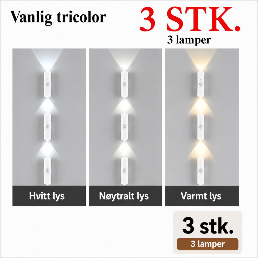 RGB LED-vegglampe med bevegelsessensor og magnetfeste
