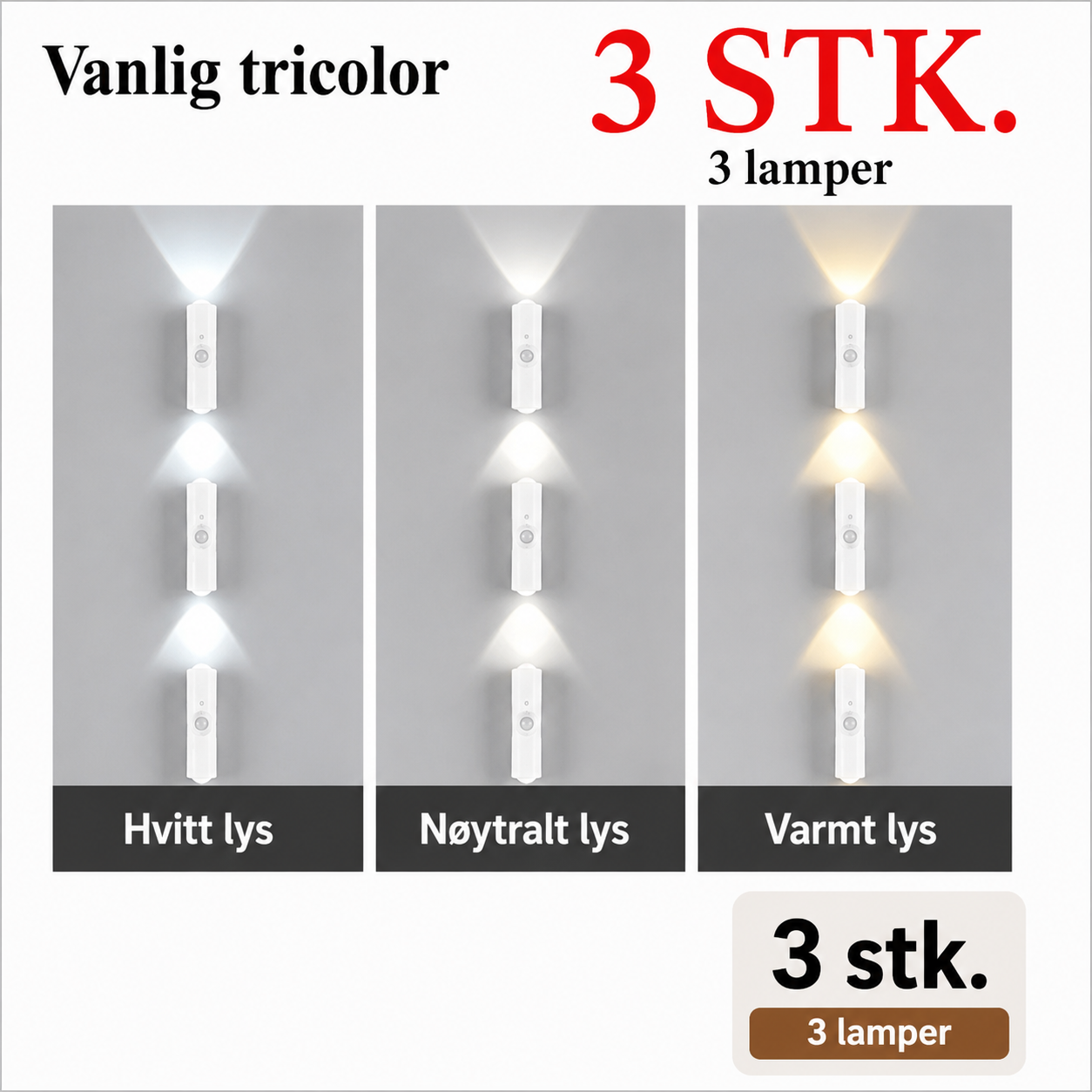 RGB LED-vegglampe med bevegelsessensor og magnetfeste