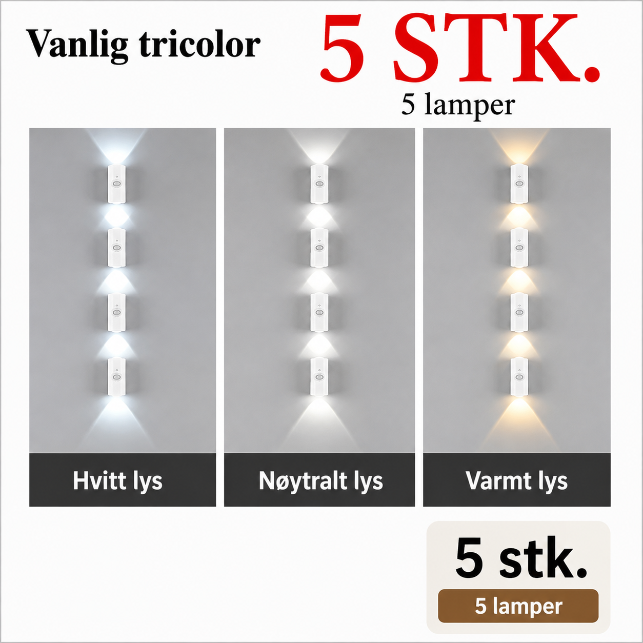 RGB LED-vegglampe med bevegelsessensor og magnetfeste