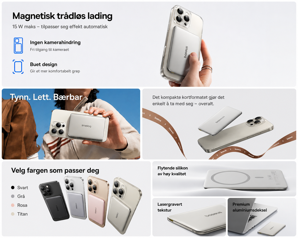 Baseus magnetisk powerbank med 5000 eller 10000 mAh