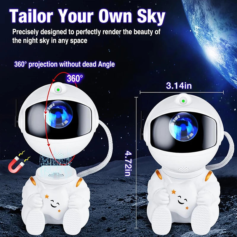 Astronaut Galaxy Projektor Nattlys Hvit som holder stjerne, Stjerneprojektorlampe for barnerom, Romdekor og gave