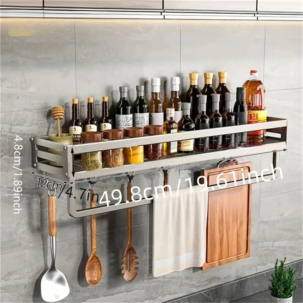Veggmontert krydderhylle i aluminium – 30–50 cm