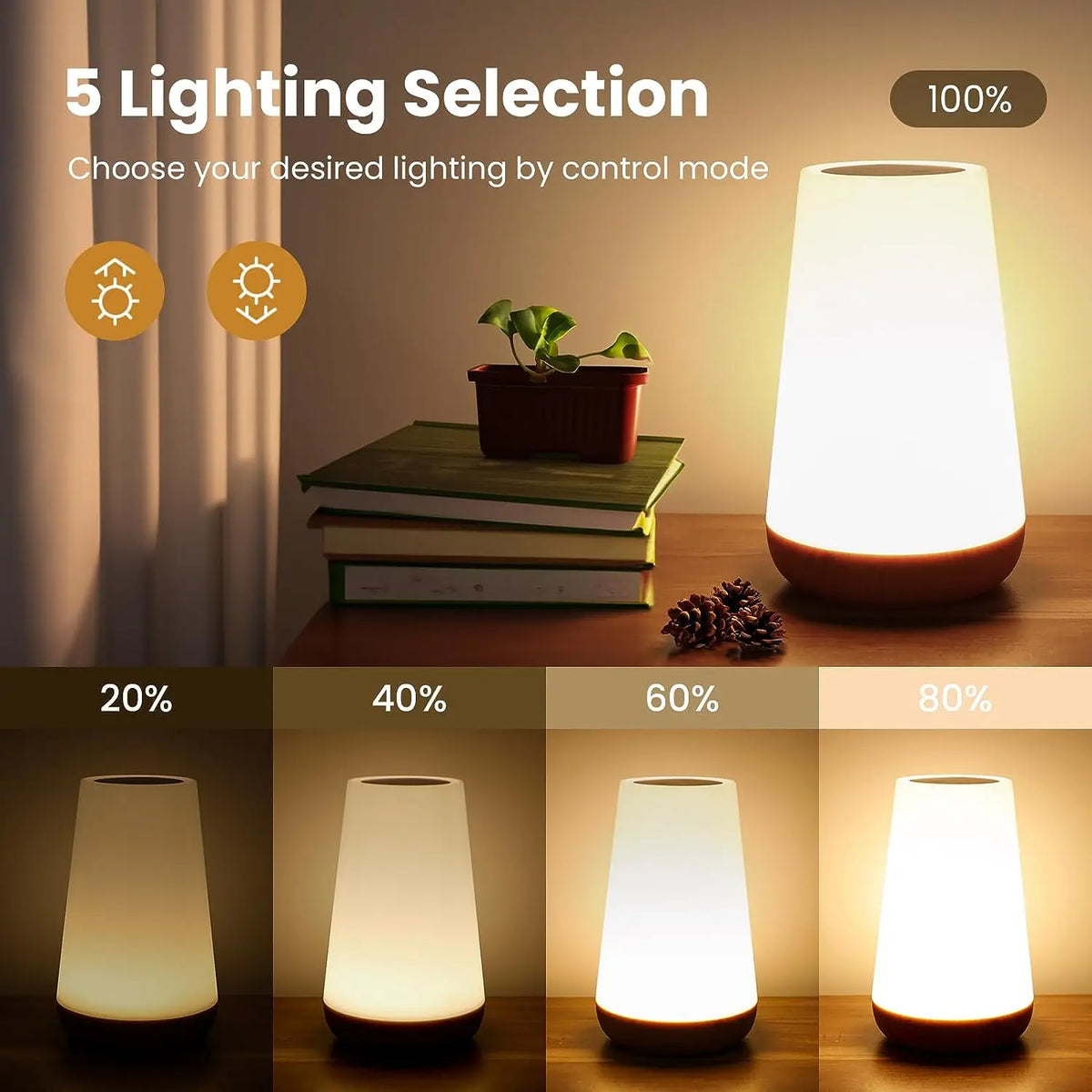 13 fargeendrende nattlampe Fjernkontroll Berøring USB-oppladbar RGB-nattlampe Dimbar lampe Bærbar Bord Nattbordslampe