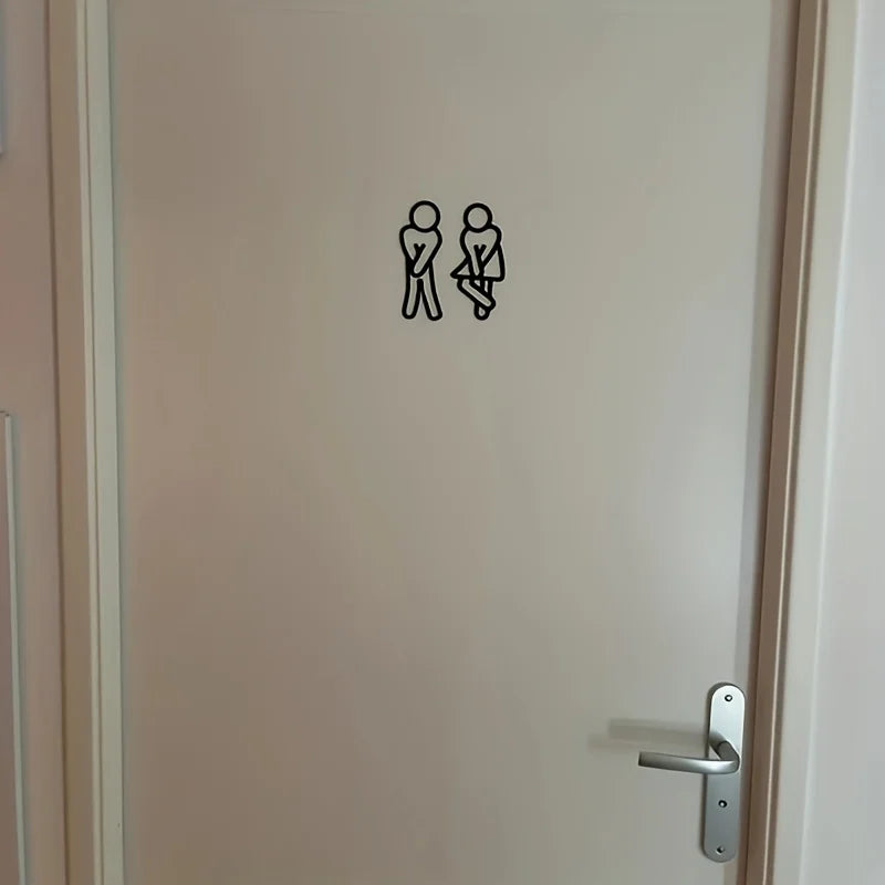 Morsomme baderomsskilt for menn og kvinner Kreative 2D flate toalettdørdekorasjoner Restaurant Hotell Kafe Toalettskilt Veggklistremerke