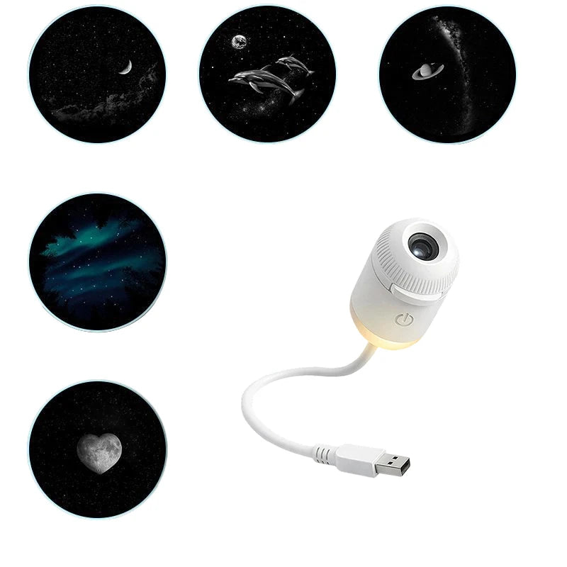 Mini Stjernehimmelprojektorlampe USB Bærbar Galaxy Nattlys for Soverom Soveatmosfære Dekor Gave