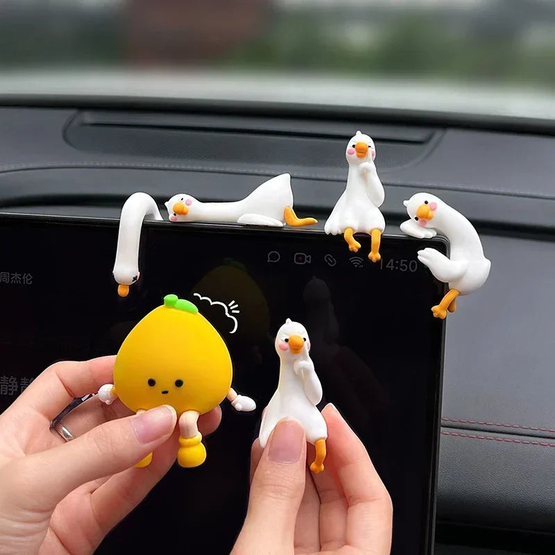 Figur av tegneseriedyr i harpiks til skrivebord, bilens dashbord, TV-monitor, gaveidé, søt 3D-andefigur, mini-andepynt i harpiks, leken