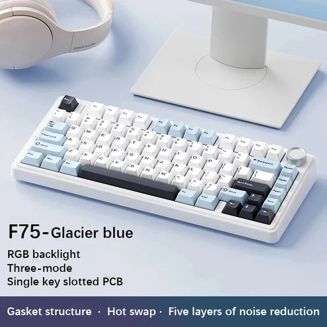 AULA F75 2.4G Trådløst/Bluetooth/Kablet Mekanisk Gamingtastatur RGB Tilpasset 75 % Layout OEM Profil Gasket Struktur