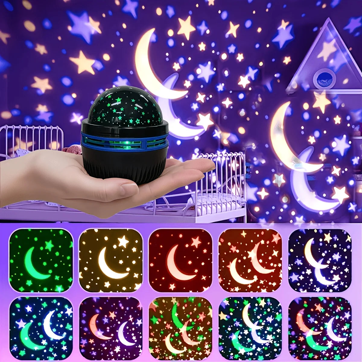 LED Stjernehimmel Nattlys USB Stjerne Måne Projektorlampe 5V for Hjem Rom Atmosfære Dekorasjoner