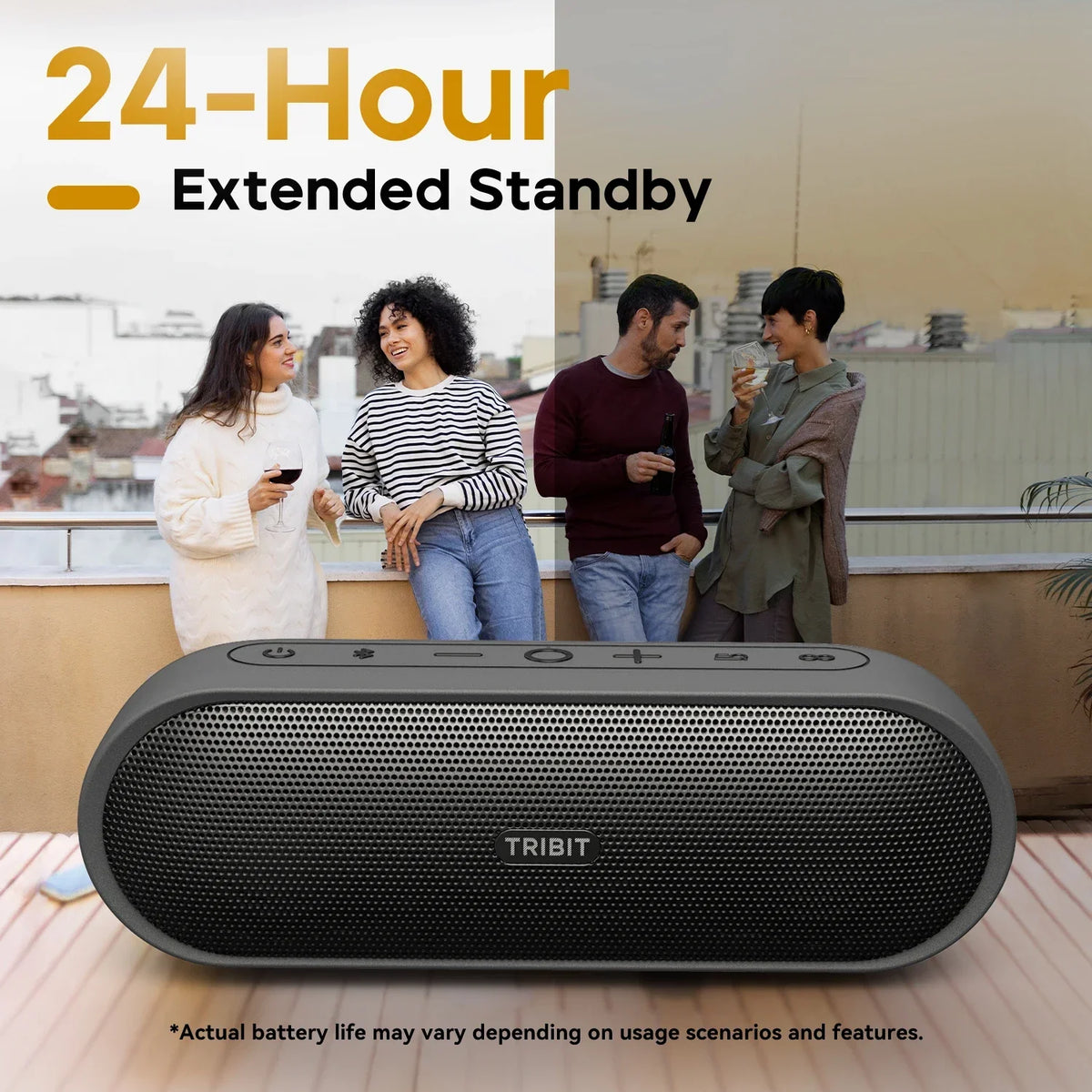 TRIBIT XSound Plus 2 Bærbar Bluetooth-høyttaler, 30W effekt, IPX7 vanntett trådløs høyttaler, 24-timers spilletid for camping, fotturer