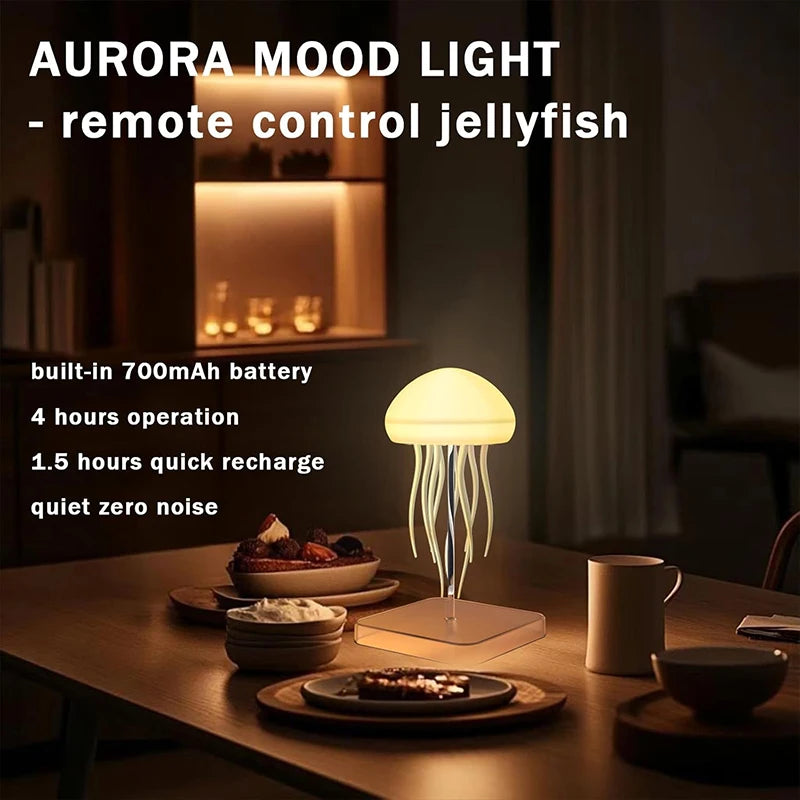 LED manetlampe med 9 tentakler, 2 driftsmoduser, ultralang batterilevetid, fargegradientlyseffekter med fjernkontroll