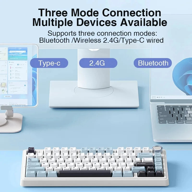 AULA F75 2.4G Trådløst/Bluetooth/Kablet Mekanisk Gamingtastatur RGB Tilpasset 75 % Layout OEM Profil Gasket Struktur
