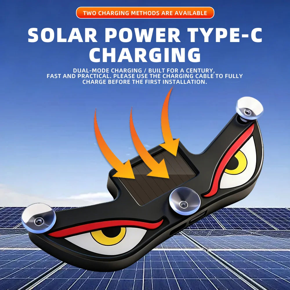Solar drevet billamper neon trådløs kul DEMON EYE LED stemningslys sugekopp USB oppladbar atmosfære pustende lampe