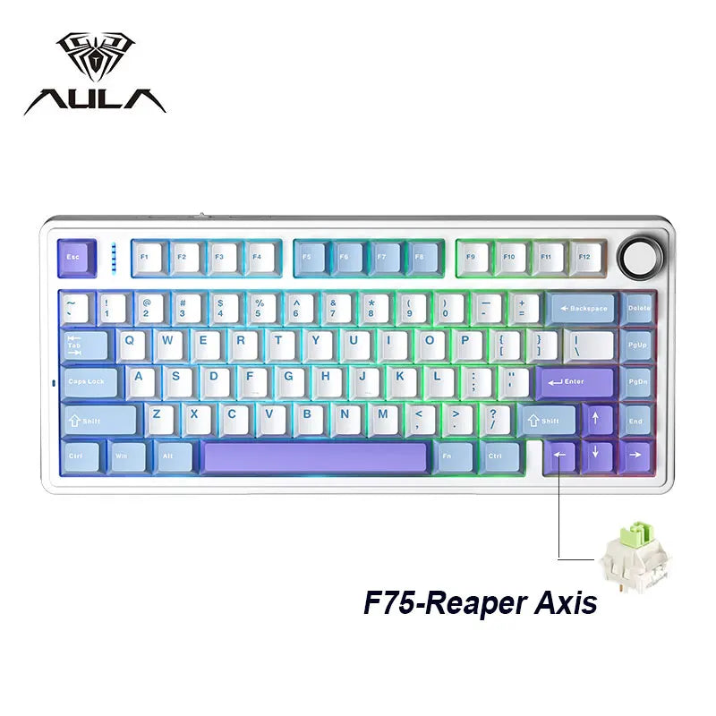 AULA F75 2.4G Trådløst/Bluetooth/Kablet Mekanisk Gamingtastatur RGB Tilpasset 75 % Layout OEM Profil Gasket Struktur