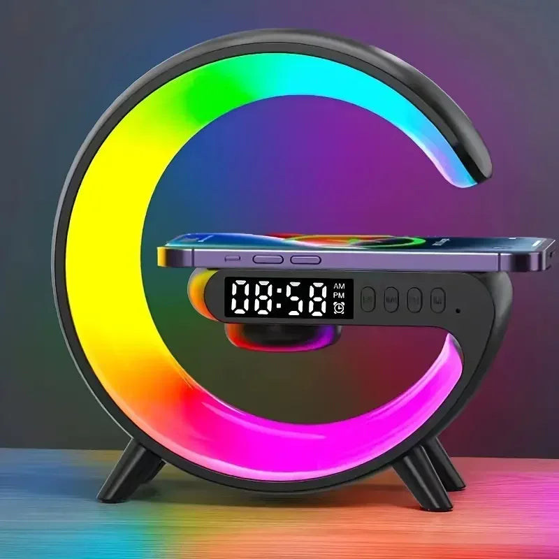LumaBeat™ Smart G-form LED-lampe med Bluetooth-høyttaler og trådløs lading