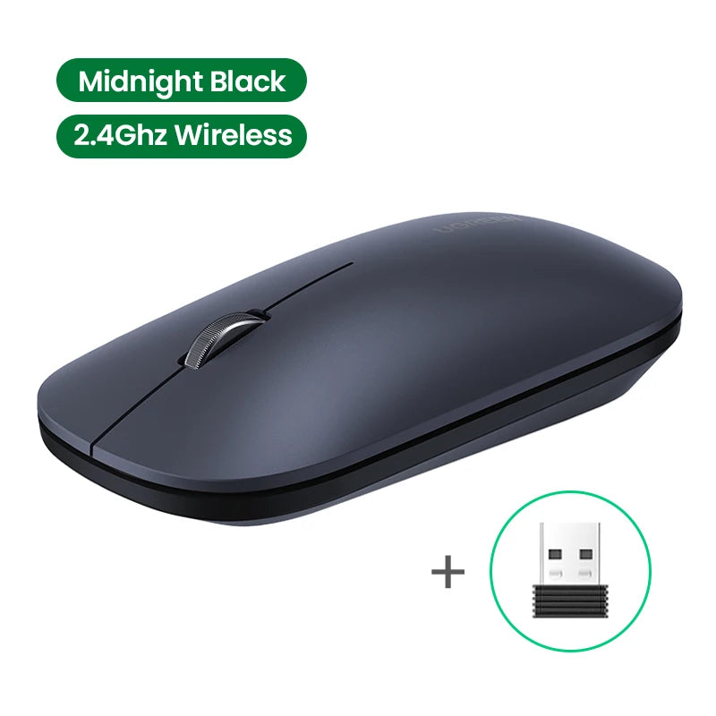 UGREEN Slank trådløs mus Bluetooth 2.4G 4000 DPI Stilleklikk for MacBook Pro M1 M2 iPad Nettbrett Datamaskin Bærbar PC