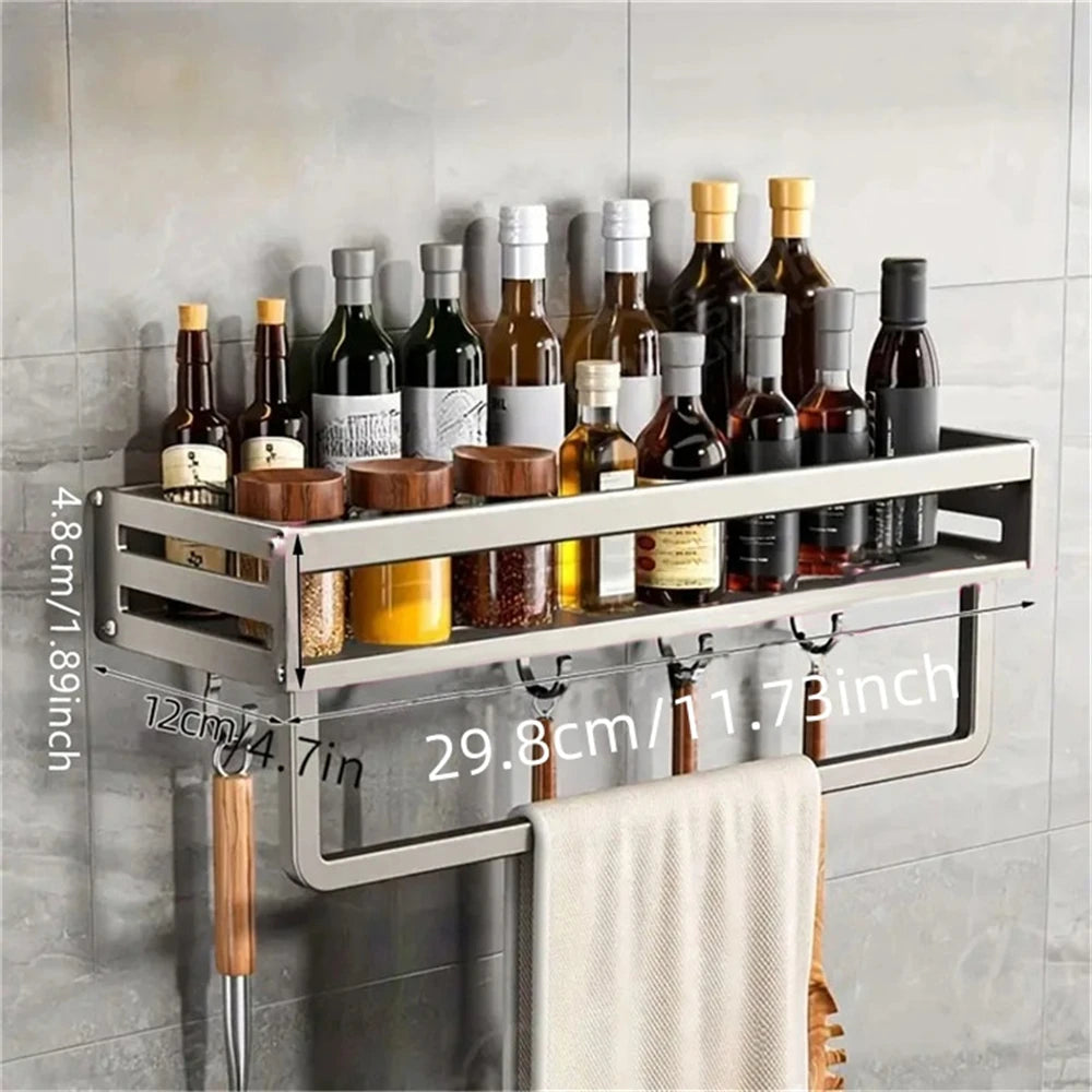 Veggmontert krydderhylle i aluminium – 30–50 cm