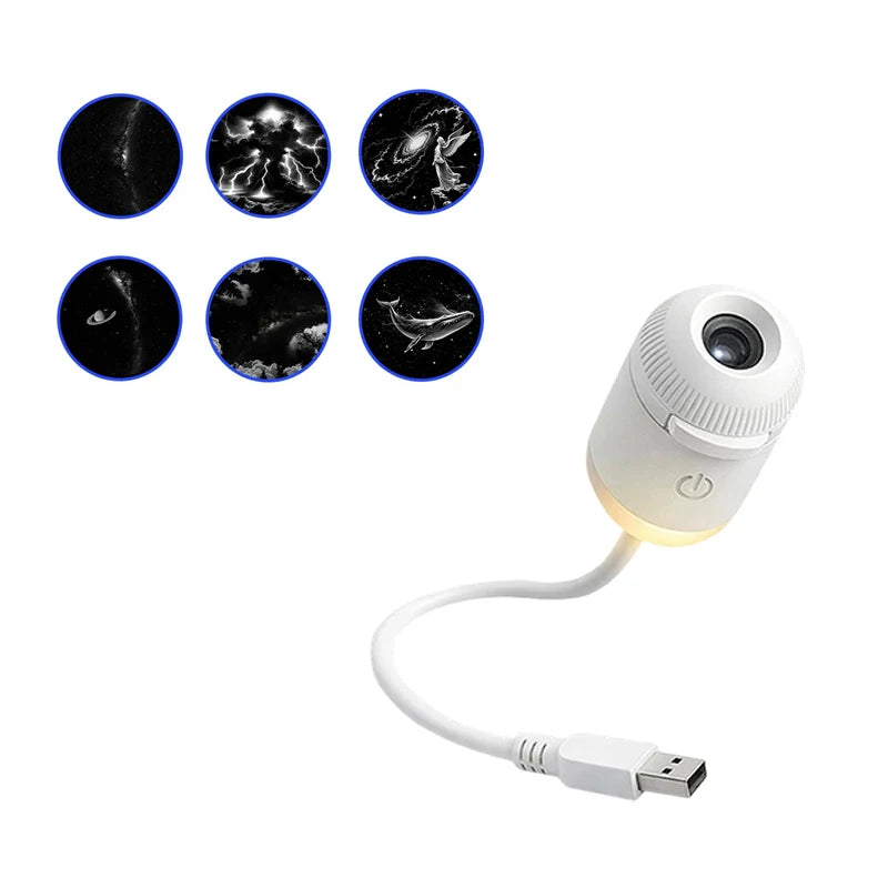 Mini Stjernehimmelprojektorlampe USB Bærbar Galaxy Nattlys for Soverom Soveatmosfære Dekor Gave