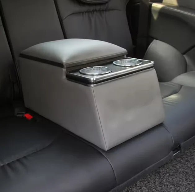 High-Quality Leather Car Rear Center Console Storage Armrest Box with Cup Holders Customizable for Various Models