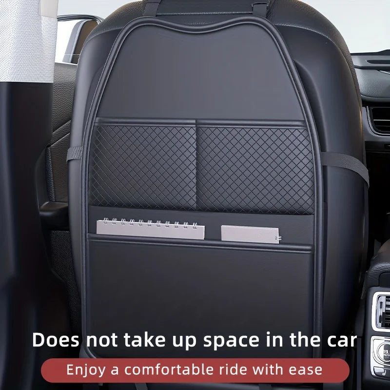 New Car Seat Protection Cover Car Seat Kick Proof Pad with Pockets PU Auto Seat Back Storage Bag Multi-functional Tablet Holder
