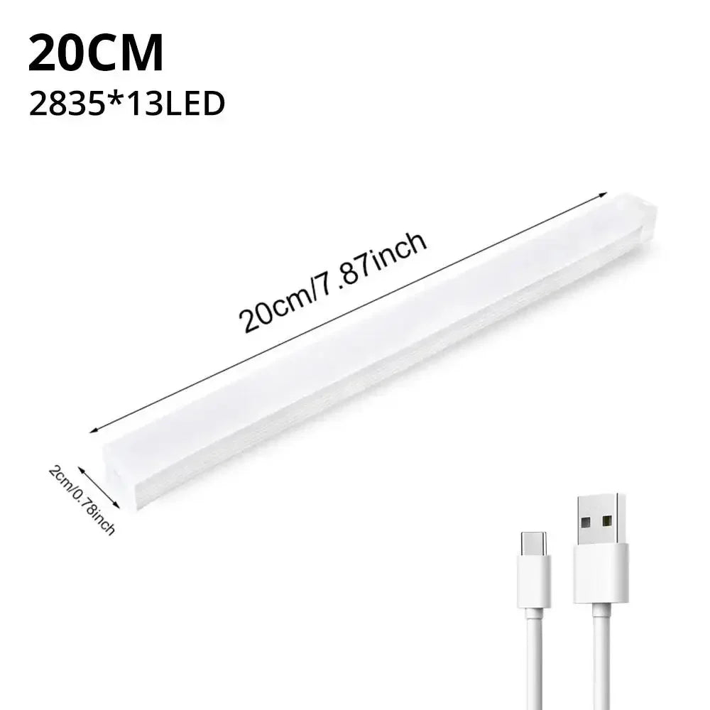 Trådløs LED-bevegelsessensorlampe nattlys USB oppladbar magnetisk for garderobeskap rom kjøkken gang rørdetektorpære