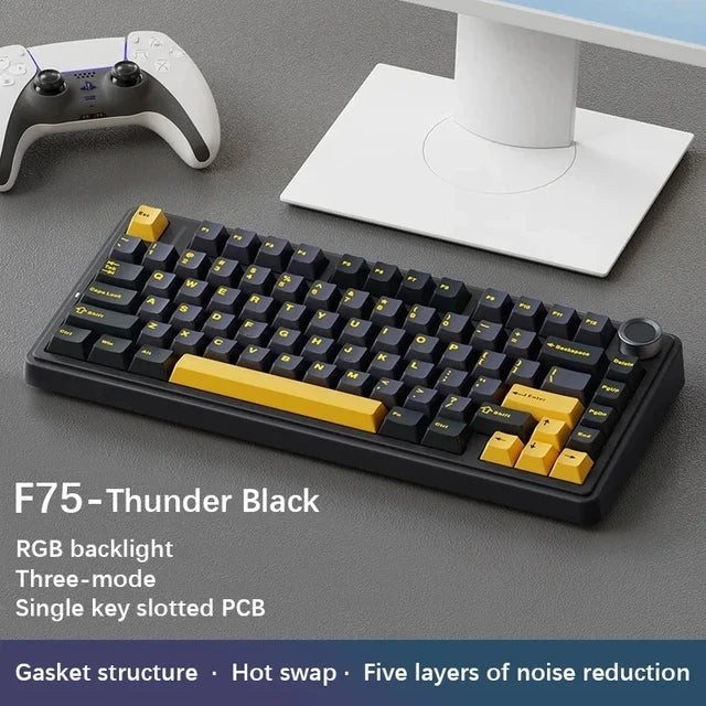AULA F75 2.4G Trådløst/Bluetooth/Kablet Mekanisk Gamingtastatur RGB Tilpasset 75 % Layout OEM Profil Gasket Struktur