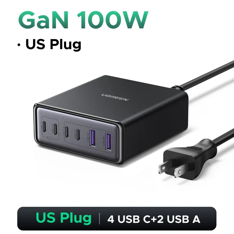 UGREEN CD328 6-i-1 GaN bordlader med opptil 100 W