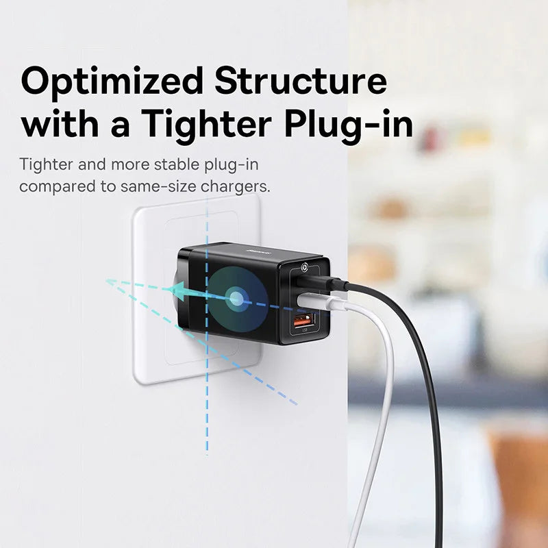 Baseus GaN3 Pro 65 W reiselader med USB-C-kabel