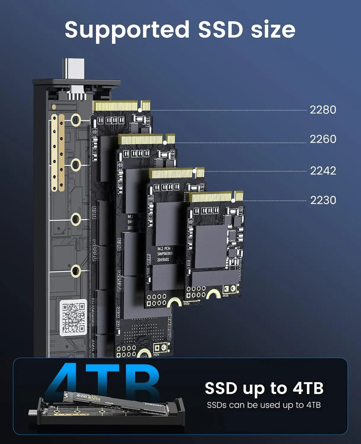 ORICO M.2 SSD-kabinett for NVMe/SATA – USB-C 10 Gbps, verktøyfri