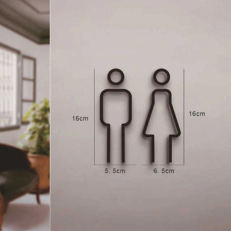 Morsomme baderomsskilt for menn og kvinner Kreative 2D flate toalettdørdekorasjoner Restaurant Hotell Kafe Toalettskilt Veggklistremerke
