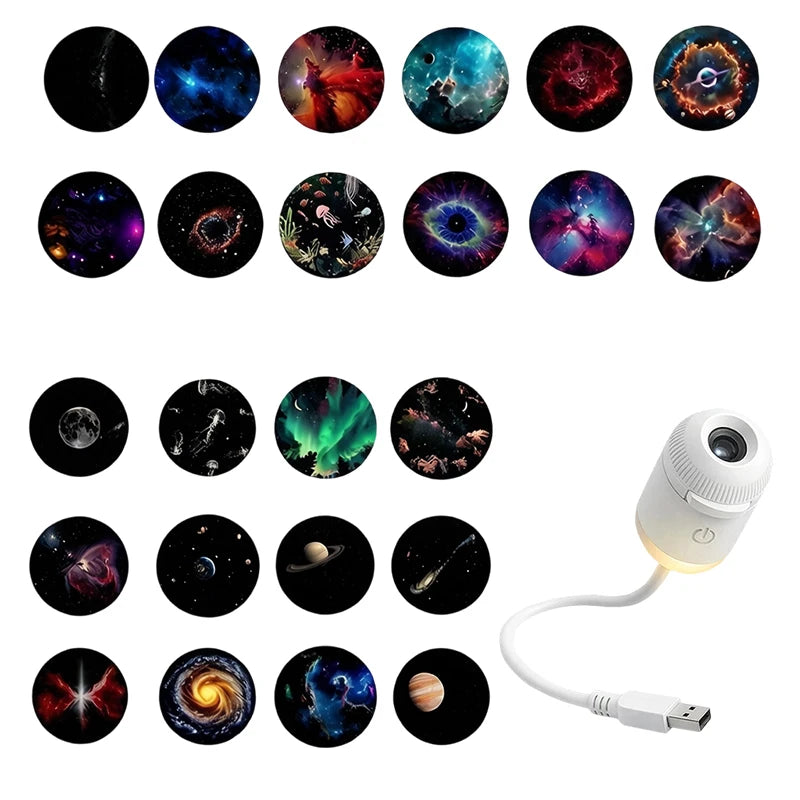 Mini Stjernehimmelprojektorlampe USB Bærbar Galaxy Nattlys for Soverom Soveatmosfære Dekor Gave