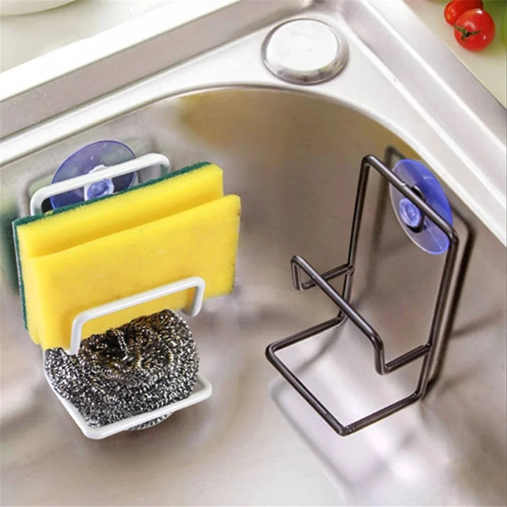 Svampholder i metall med sugekopp – 12 cm