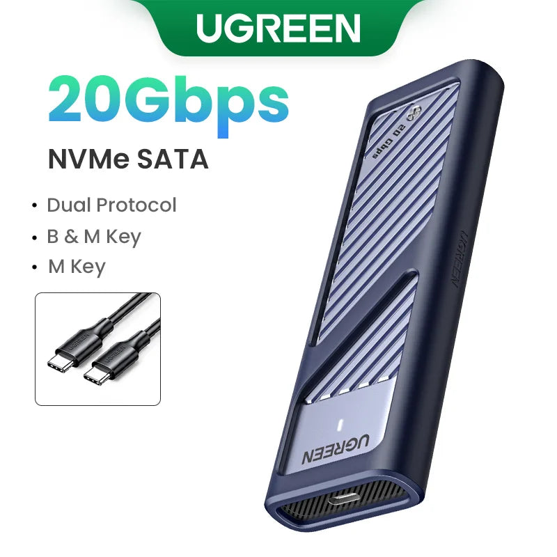 UGREEN M.2 SSD-kabinett for NVMe/SATA – USB-C 10 Gbps, opptil 8 TB