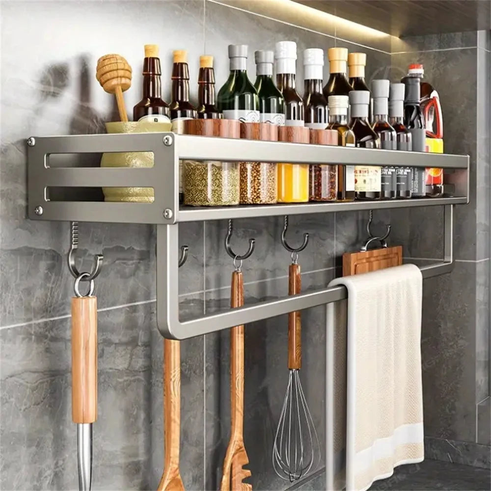 Veggmontert krydderhylle i aluminium – 30–50 cm
