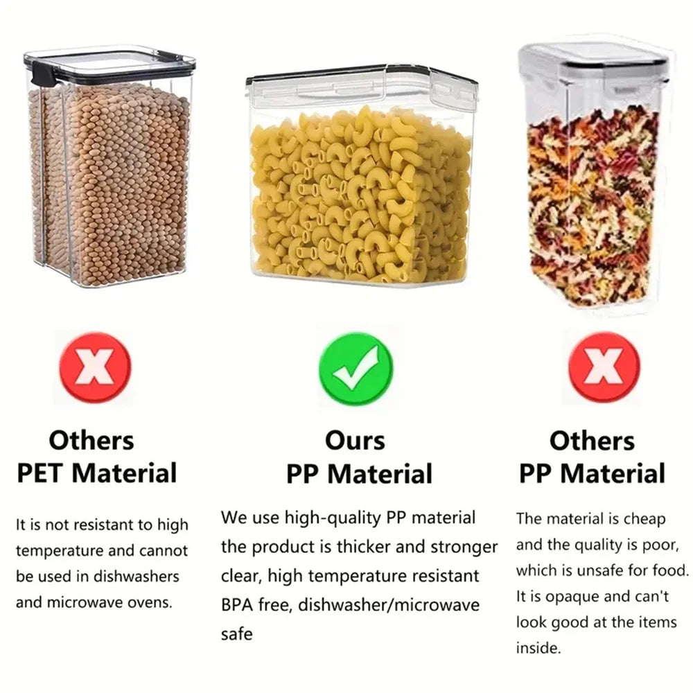 Kjøkken 7stk matbeholdersett BPA-fri plast lufttett oppbevaringsboks med 10 klistremerker og penn