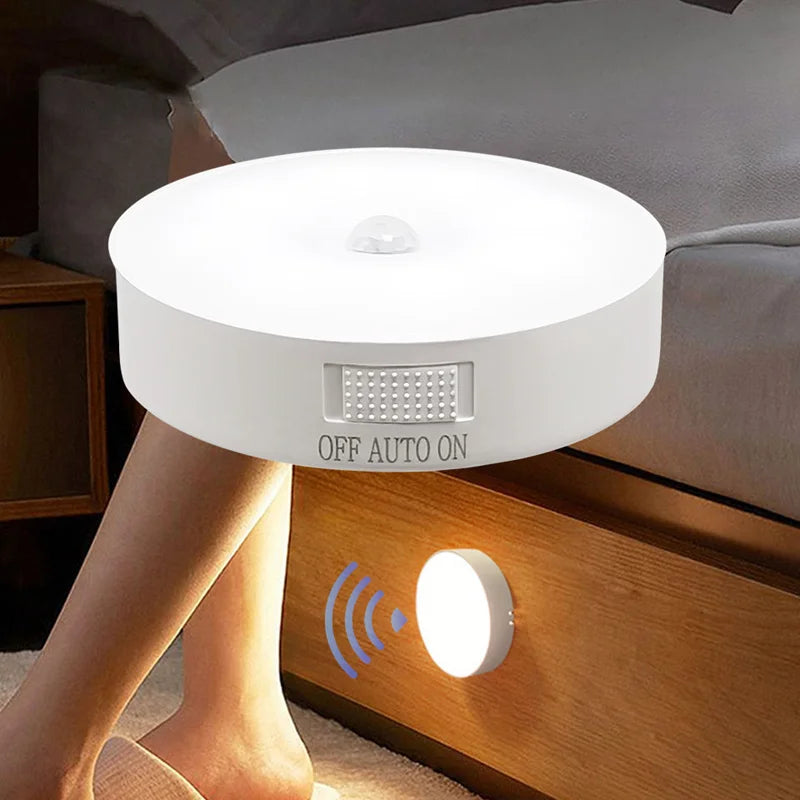 Bevegelsessensorlys USB Oppladbar Nattlys LED-lampe for Kjøkken Soverom Trapper Gang Skap Garderobe Nattlampe