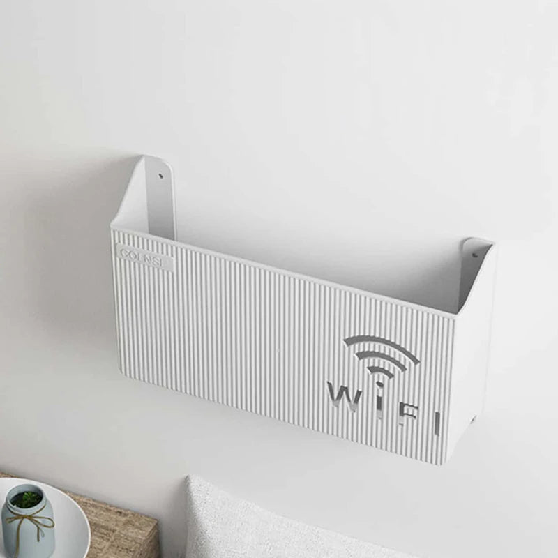 Veggmontert oppbevaringshylle for WiFi-ruter og TV-boks