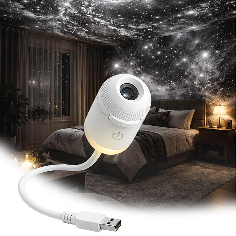 Mini Stjernehimmelprojektorlampe USB Bærbar Galaxy Nattlys for Soverom Soveatmosfære Dekor Gave
