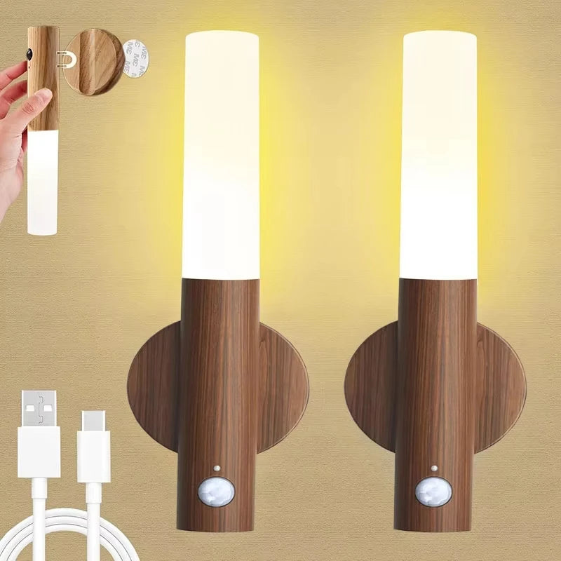 Smart bevegelsessensor nattlampe LED oppladbar magnetisk vegglampe bærbar til gang, soverom, trapper, bad og skapdekor