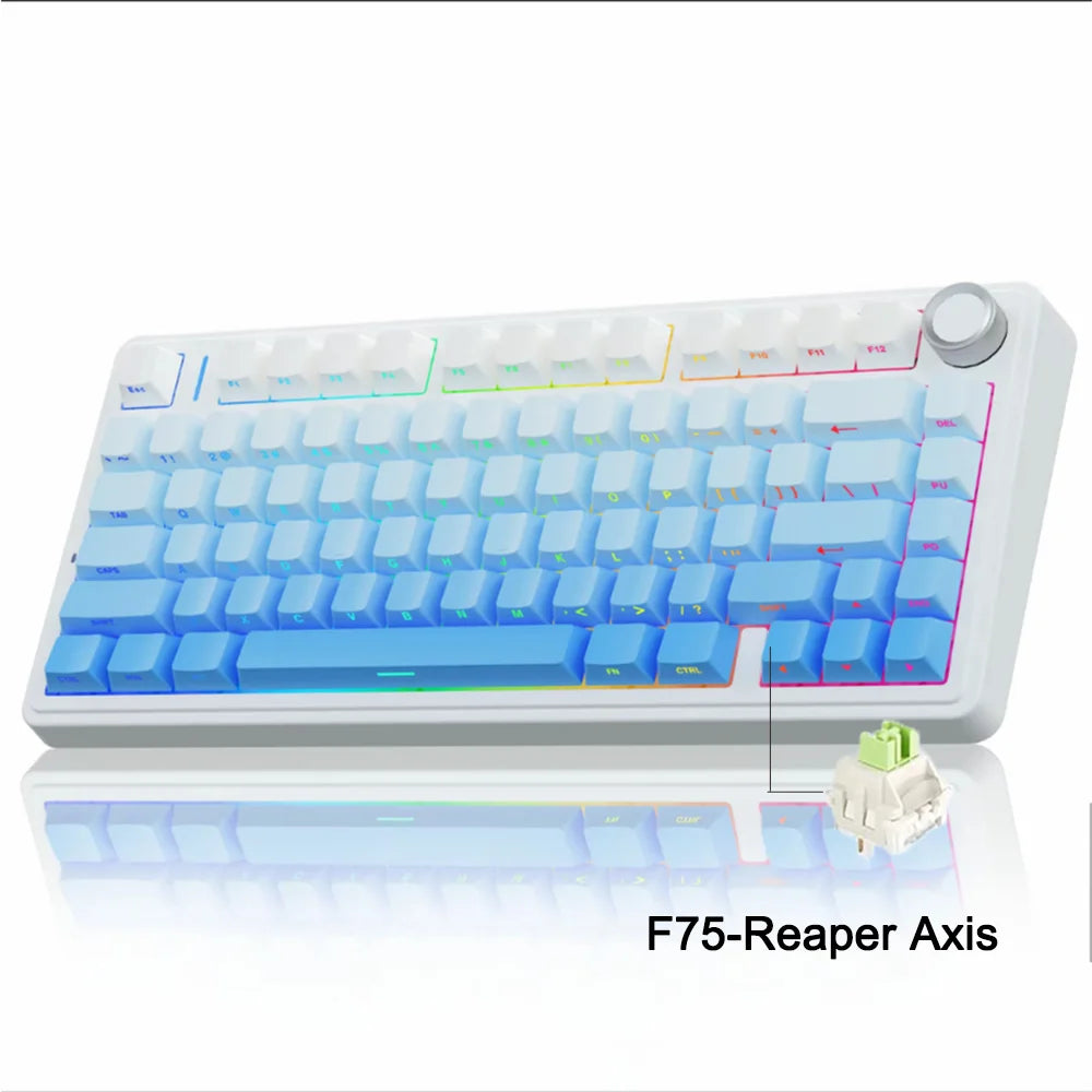 AULA F75 2.4G Trådløst/Bluetooth/Kablet Mekanisk Gamingtastatur RGB Tilpasset 75 % Layout OEM Profil Gasket Struktur