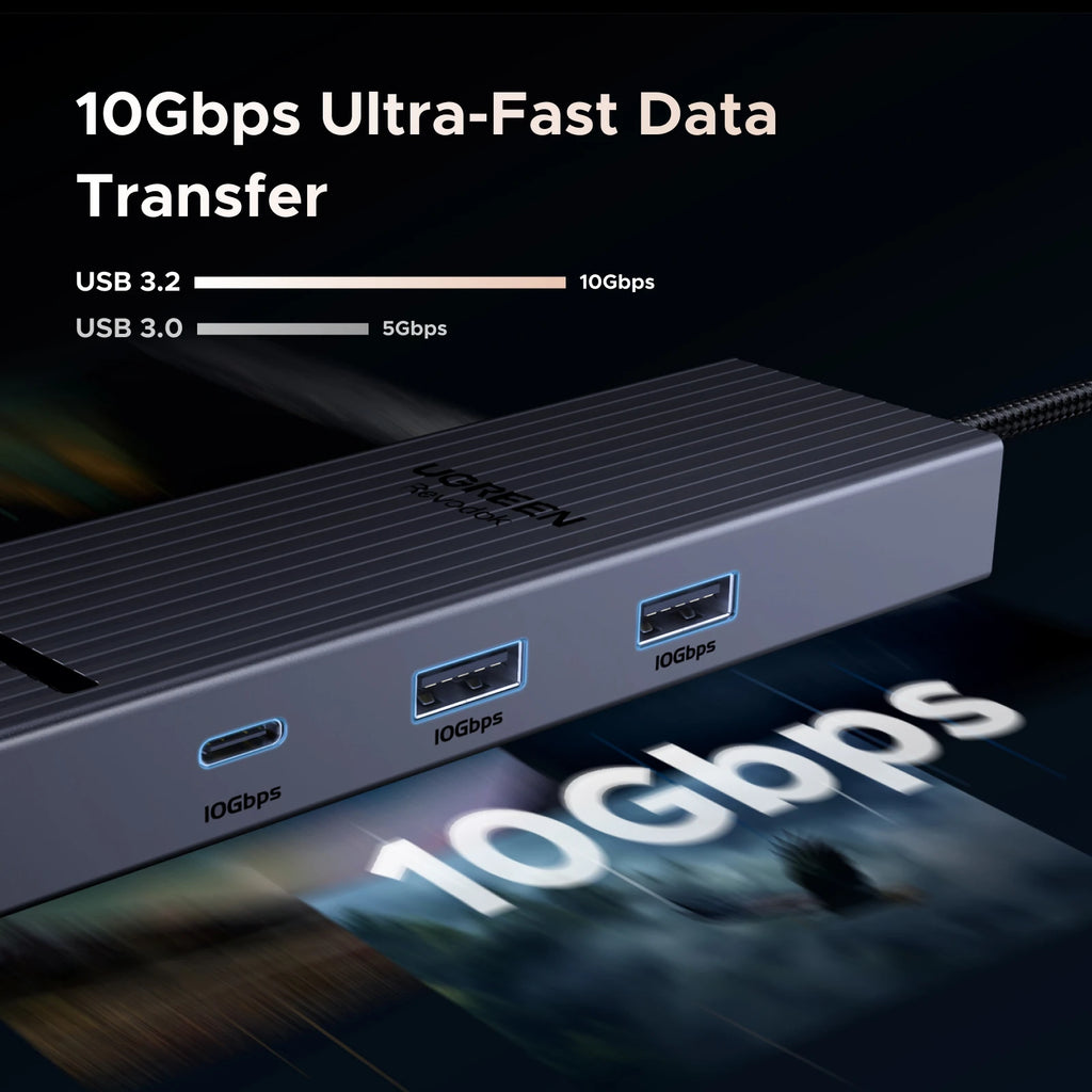 UGREEN 6-i-1 USB-C-hub med 4K 60Hz HDMI, Gigabit Ethernet og 100 W PD