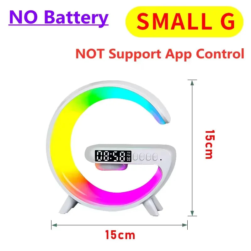 LumaBeat™ Smart G-form LED-lampe med Bluetooth-høyttaler og trådløs lading