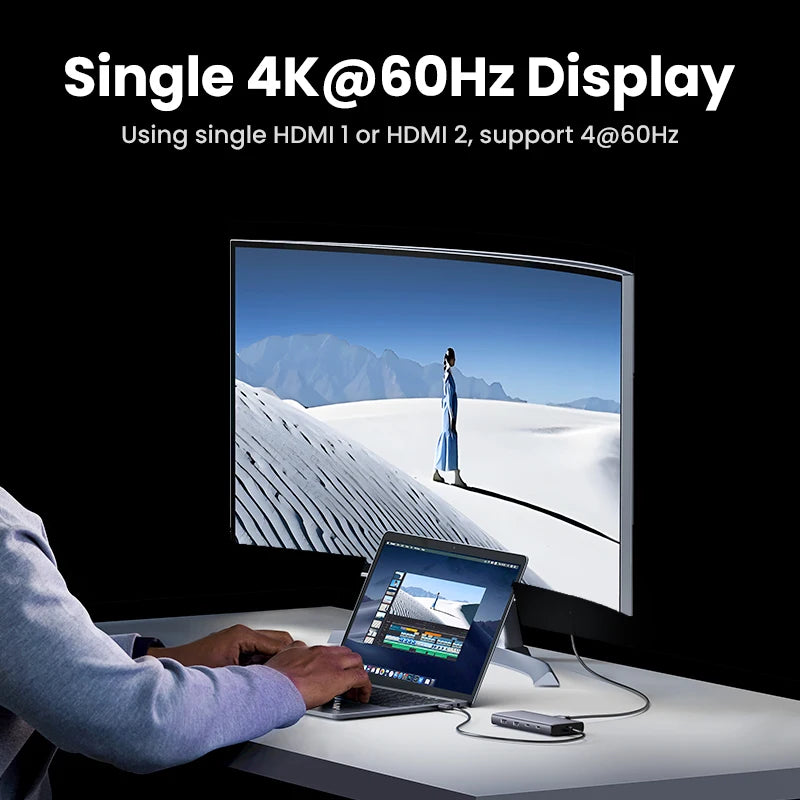 UGREEN USB-C Hub 8-i-1 – 4K HDMI, DP, USB 3.2 og 100 W PD