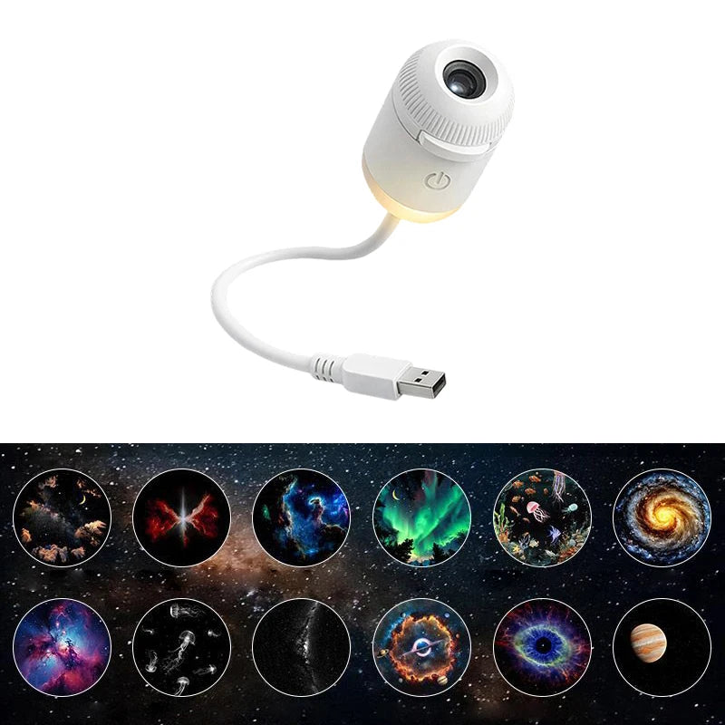 Mini Stjernehimmelprojektorlampe USB Bærbar Galaxy Nattlys for Soverom Soveatmosfære Dekor Gave
