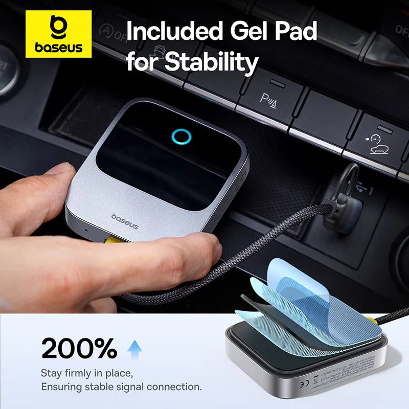 Baseus trådløs CarPlay – Kablet til trådløs CarPlay-adapter – Automatisk tilkobling – Bilens intelligente systemer – Plug & Play – Bluetooth Smart CarPlay