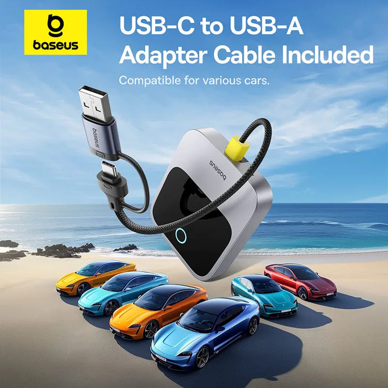 Baseus trådløs CarPlay – Kablet til trådløs CarPlay-adapter – Automatisk tilkobling – Bilens intelligente systemer – Plug & Play – Bluetooth Smart CarPlay
